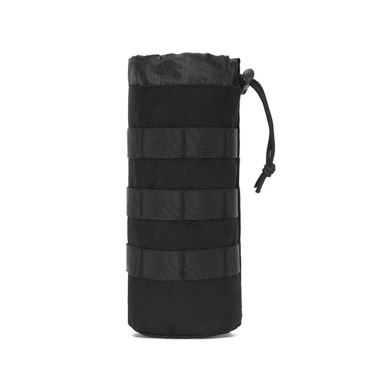 LFWATAXY 1PCS Tactical Water Cup Bag, Water Bottle Holder, Tactical Multipurpose Nylon Webbing Water Bottle Bag, Backpack Attachment Pouches（1,Black）