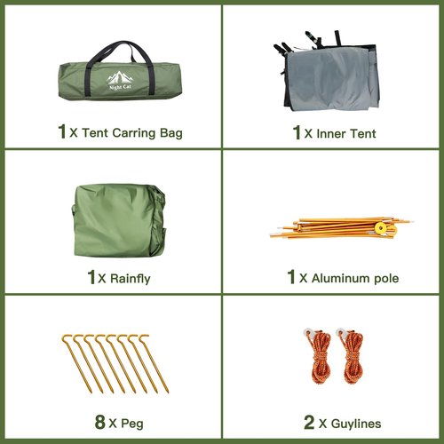 Night Cat 1-Person Camping Tent: Lightweight Waterproof Hiking Tent for Adult Cot Not Included
