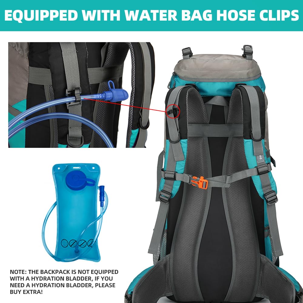 HongXingHai 70L Camping Hiking Backpack with Rain Cover Waterproof Backpacking Backpack for Hiking Treeking Climbing Outdoor (Lack Blue)