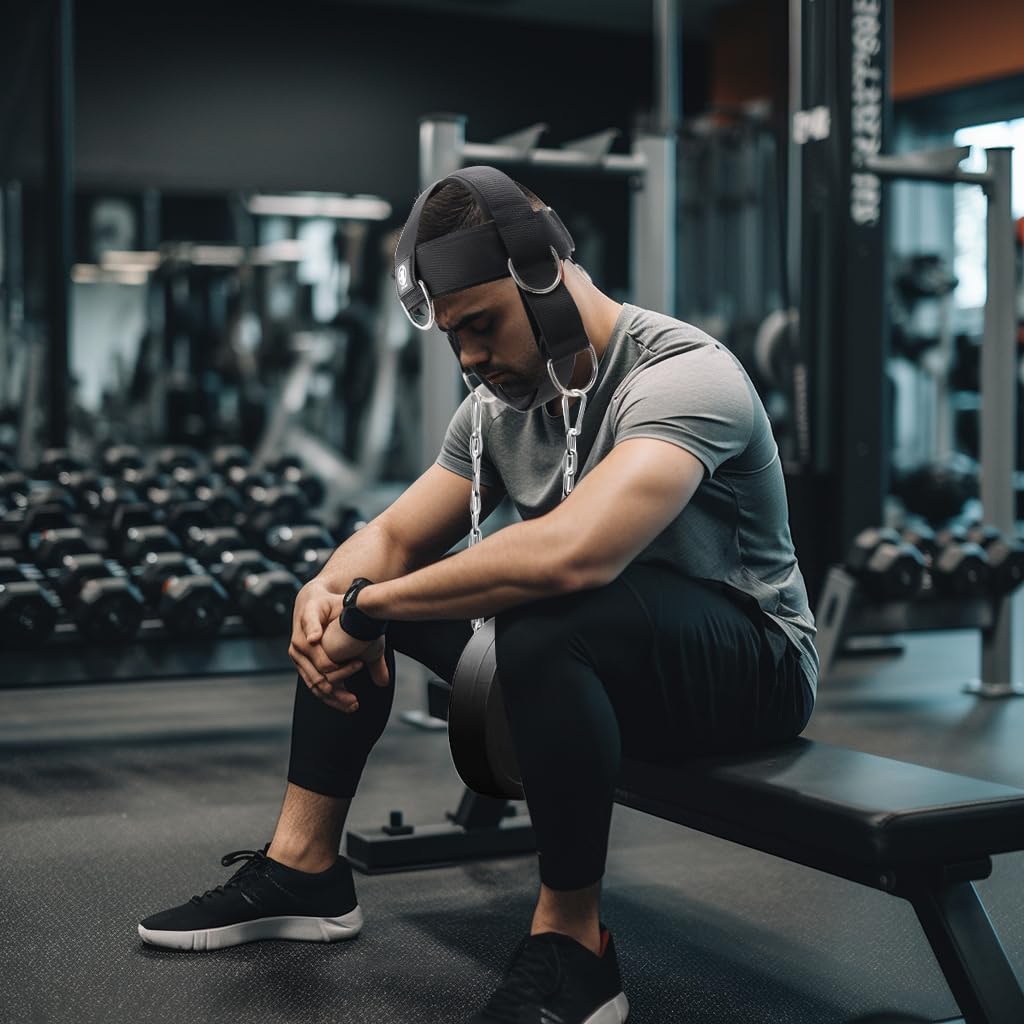 J Bryant Multifunctional Neck Head Harness Weight Lifting Training with Resistance Bands, Door Anchor and Chain, Full Range Muscle Workout