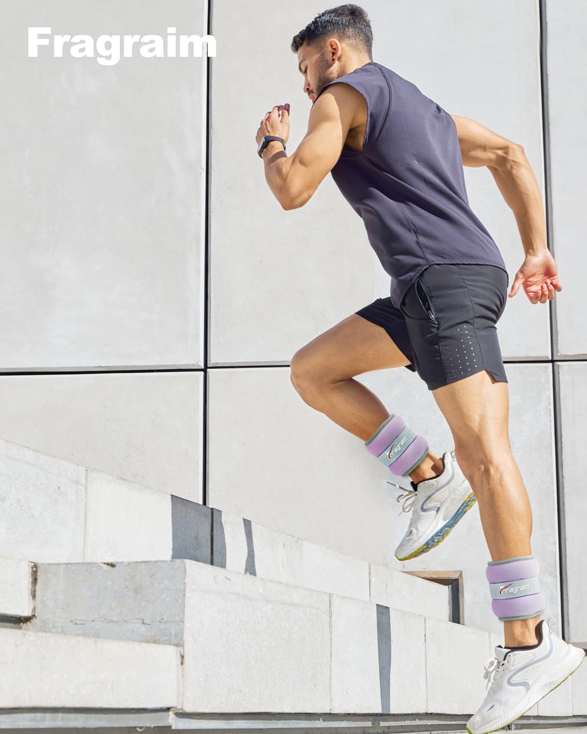 Fragraim Ankle Weights for Women Men Kids 1.5lbs x 2 Leg Arm Wrist Weights with Adjustable Strap for Running, Walking, Pilates, Gymnastics, Aerobics- Purple