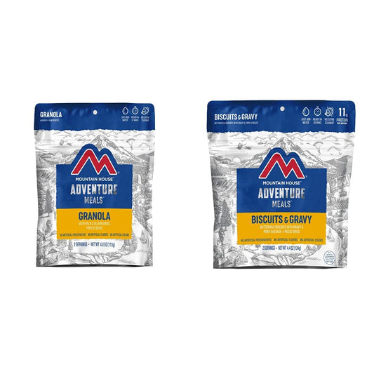 Mountain House Granola with Milk & Blueberries | Freeze Dried Backpacking & Camping Food | Biscuits & Gravy | 4 Servings