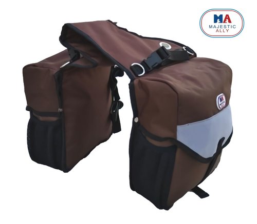 Majestic Ally Horse Saddle Bag - Nylon Insulated Leakproof Cooler, Reflective Padded with Pockets and Water Bottle Carrier, Durable Equestrian Saddle Bag (Brown)