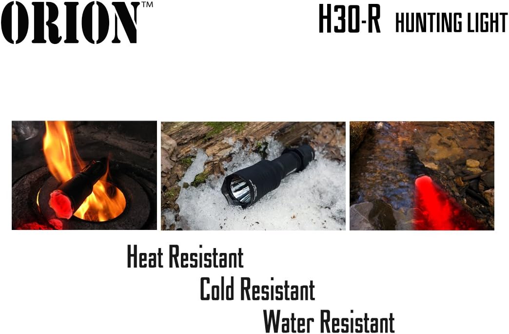 Orion H30 Red Premium Long Range Predator Hog Varmint Hunting Rechargeable Flashlight Light Kit with Mounts Remote Pressure Switch
