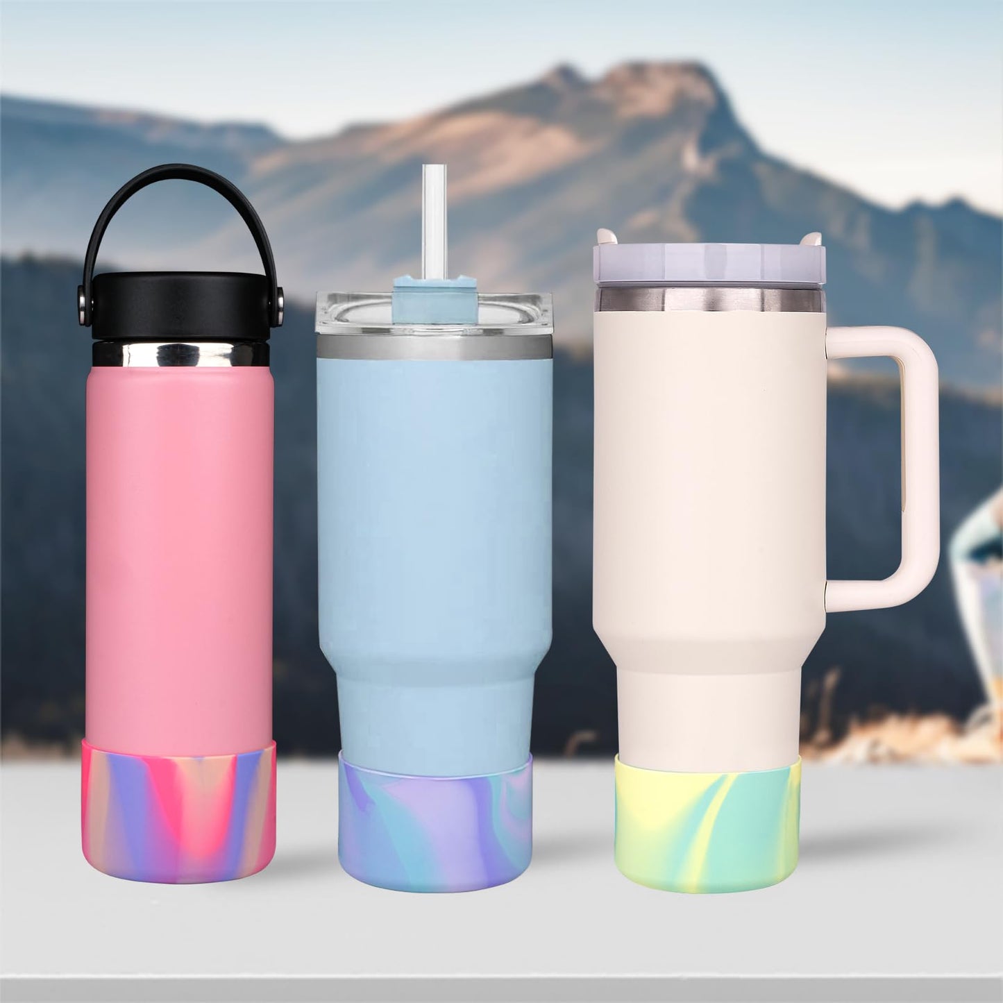 HEYSKAY Protective Flask Silicone Boot 12-24oz for Hydro Flask Water Bottle Bottom Cover Base, and Compatible with Stanley, Yeti, Simple Modern and Other Water Bottle with 2.85inch Bottom Diameter