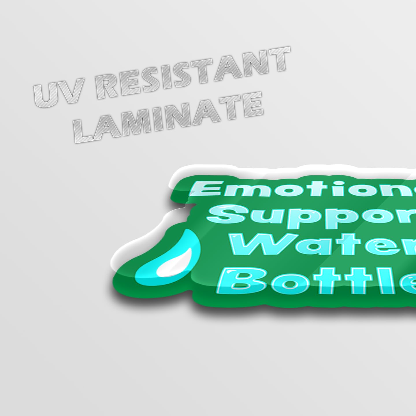 Emotional Support Water Bottle Vinyl Decal Stickers for Bottles, Cups, Tumblers, Mugs, Jugs, Hydro Flasks (Two Pack!) 2-4 x 3.25 Inch Decals - KCD3406 (Green)