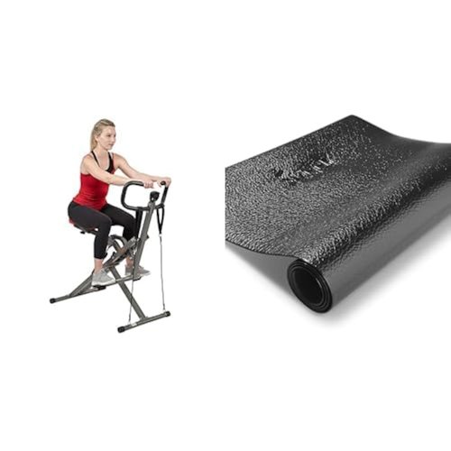 Sunny Health & Fitness Row-N-Ride® PRO Squat Assist Trainer, 300 LB. Capacity SF-A020052 + Home Gym Foam Floor Protector Mat