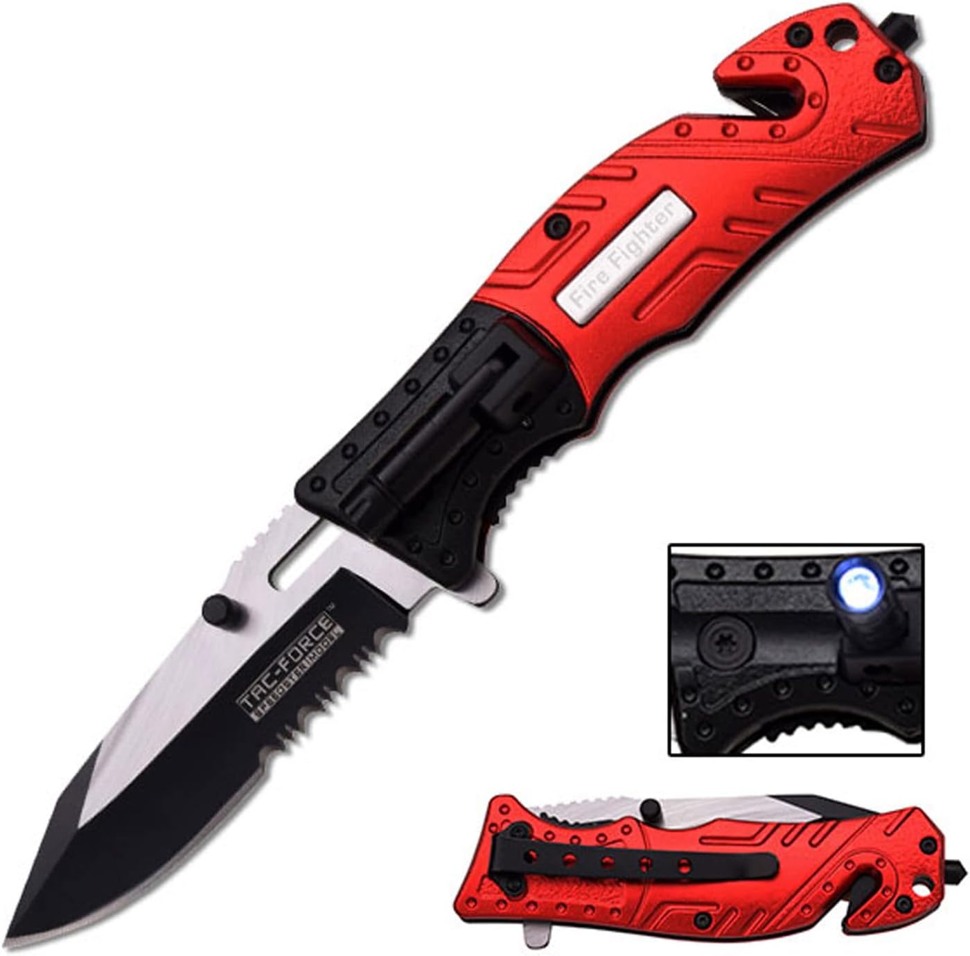 MTECH USA TAC Force TF-835 Series Spring Assist Folding Knife, Two-Tone Half-Serrated Blade, 4.5-Inch Closed
