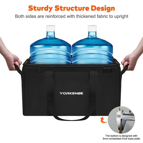 Yorkenbe 45L Camping Organizer, 1680D Heavy Duty Waterproof Camping Storage for Camping Cooking Utensils and Camping Cookware, with Hard Bottom, Camping Bag with Zippered Lid for RV, Hiking