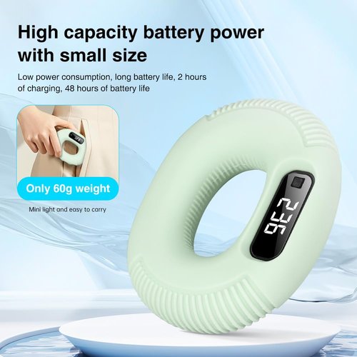 Smart LED Grip Strength Trainer with Squeeze Counter - Adjustable Hand Exerciser Ring for Men & Women, Bluetooth Remote Control for TikTok/Video Browsing, Portable Muscle Rehab (Green)