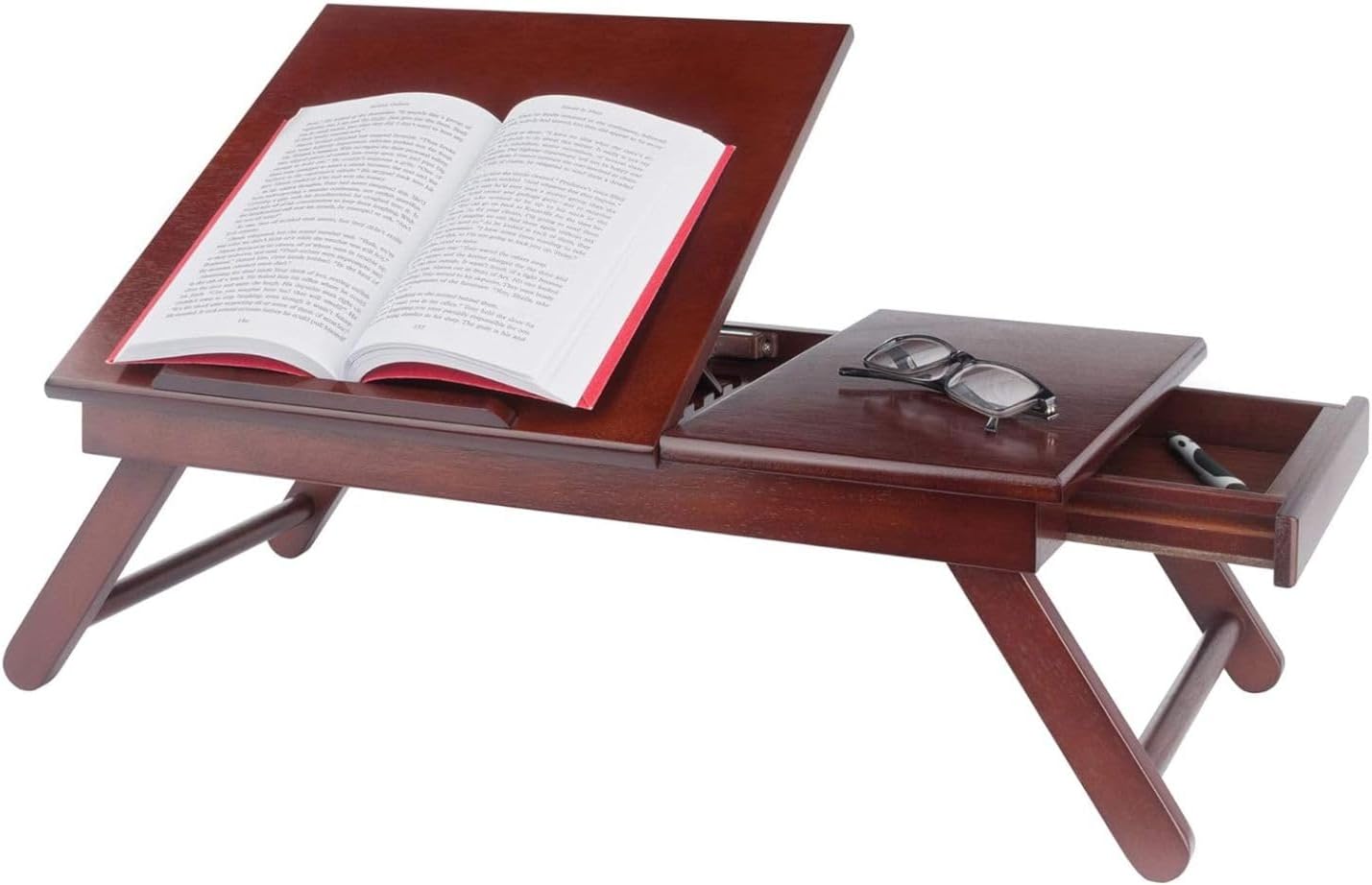 Alden Folding Lap Desk Bed Tray Versatile and Space-Saving Folding Desk for Meals Work or Study Compact and Stylish Design with Rich Walnut Finish Adjustable and Comfortable for Bed or Couch