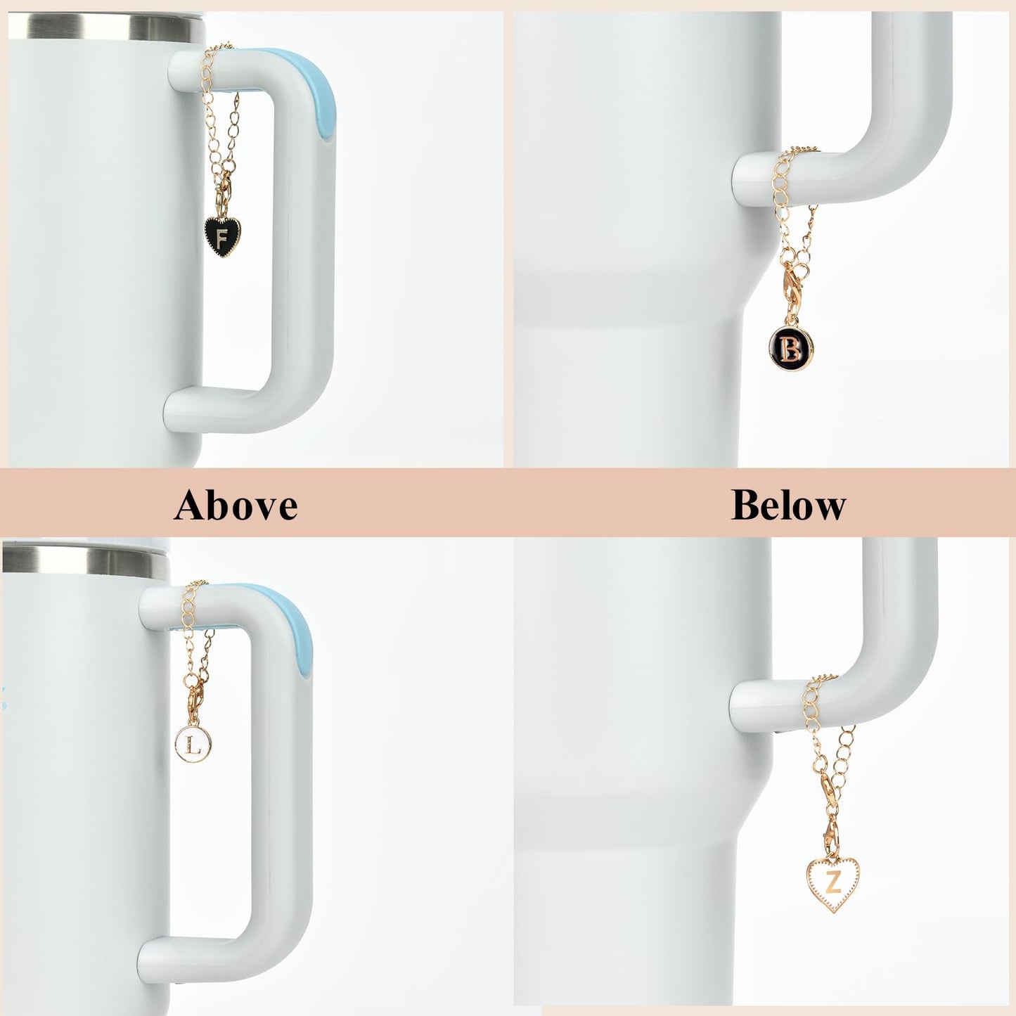 ibeacos Personalized Gifts for Women 2PCS Initial Letter Charm for Stanley Cup Accessories,Stainless Steel Name Letter Charm for Stanley/Simple Modern Tumbler 40 oz,Great gifts for Mother's Day