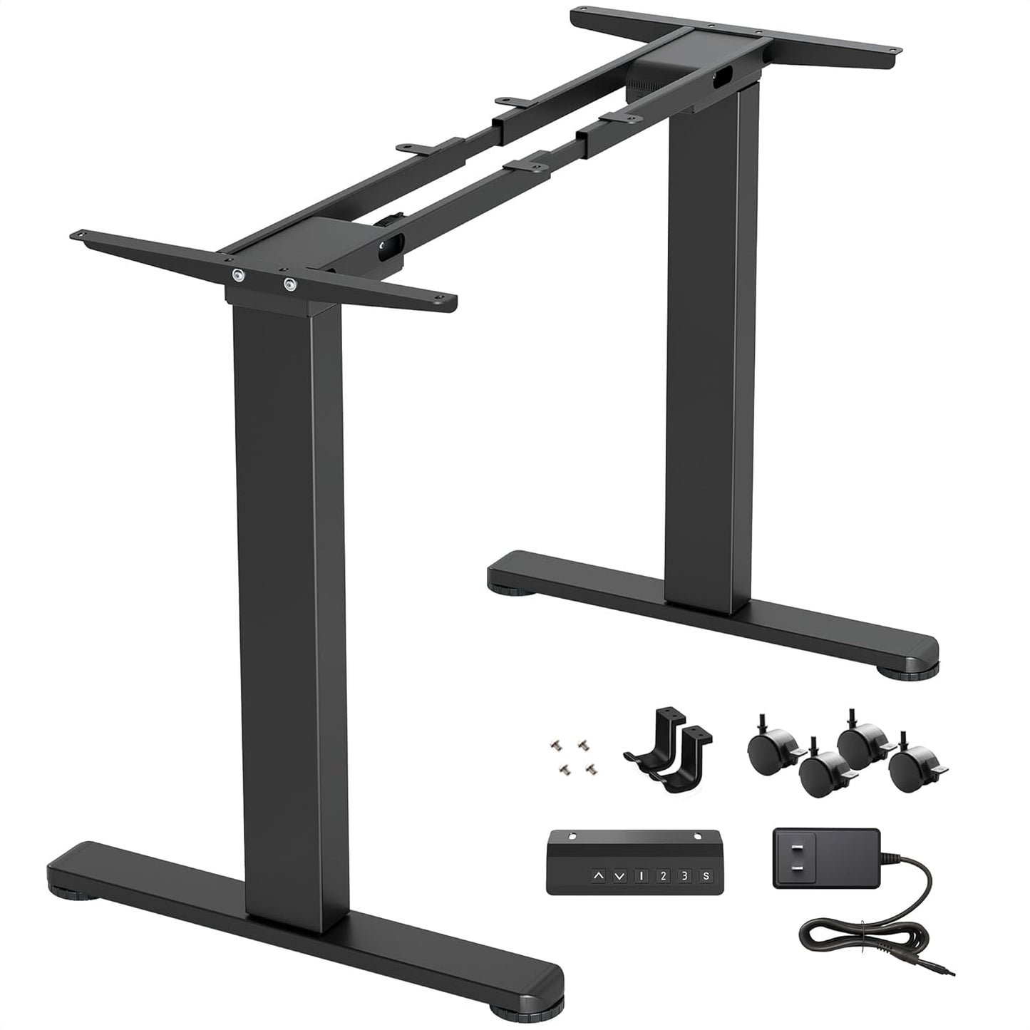 Claiks Standing Desk Frame, Electric Stand Up Desk Legs Frame Workstation Up to 63",T-Shaped Adjustable Standing Computer Desk for Home and Office, (Black Frame only)