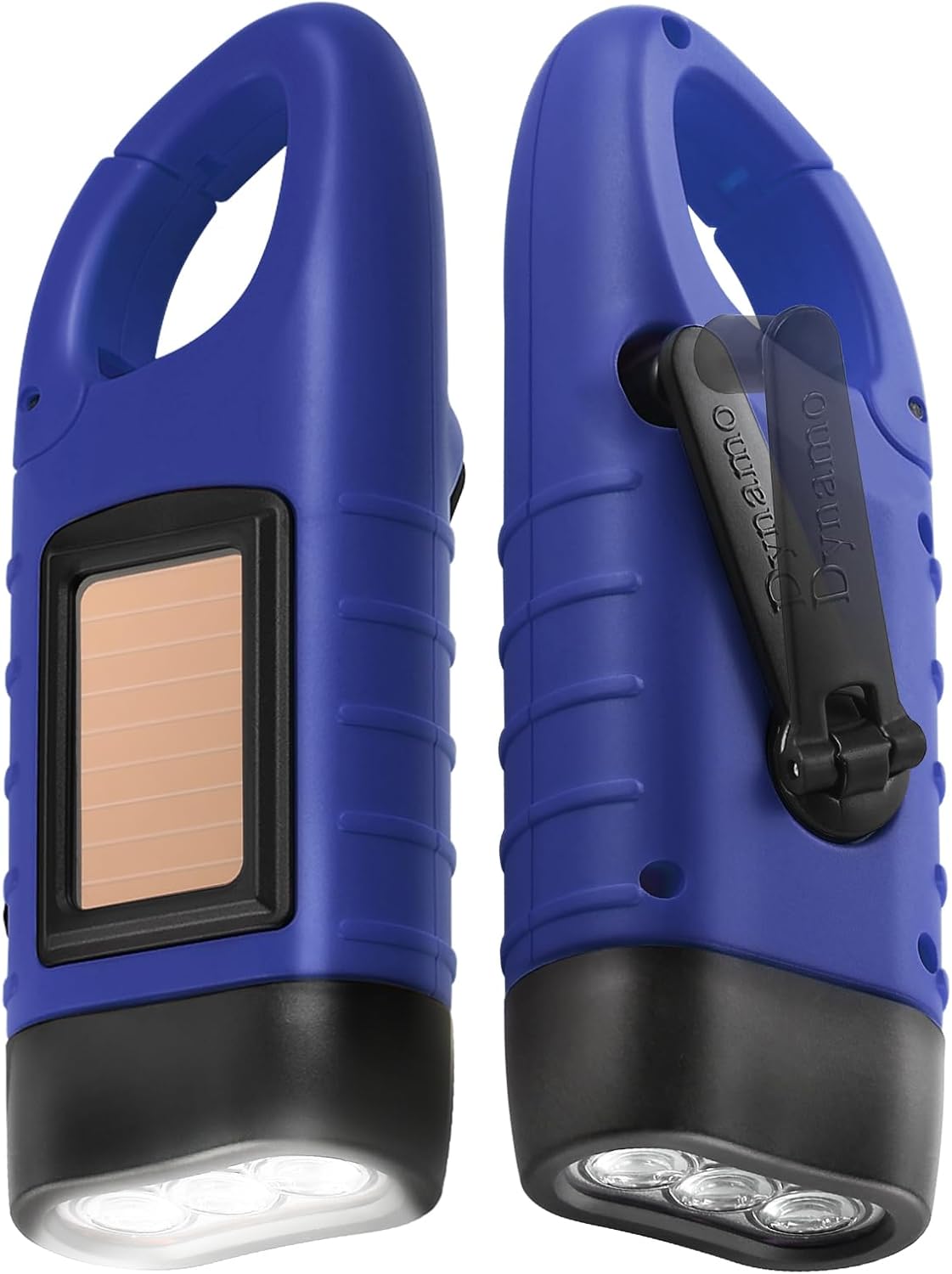 Simpeak 2-Pack Hand Crank Solar Powered LED Flashlight, Emergency Survival Flashlight Torch for Outdoor Sports, Green