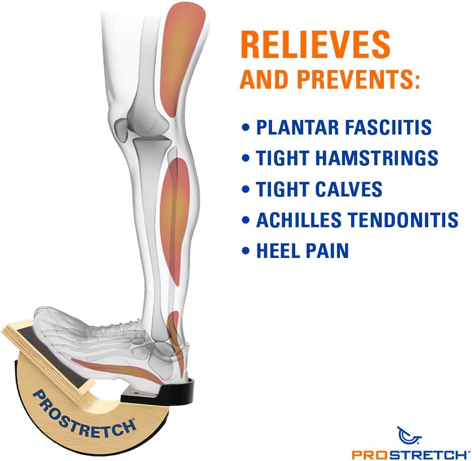 ProStretch Wooden Original, Calf Stretcher and Foot Rocker for Plantar Fasciitis, Achilles Tendonitis, and Tight Calves, Made in USA