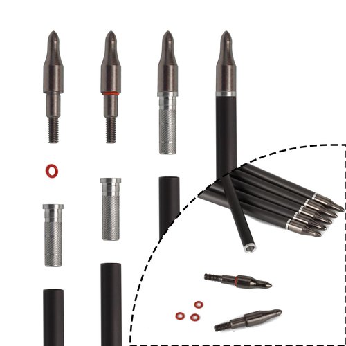 Carbon Arrows 400 Spine Shaft with Helical Real Feathers and Removable Tips for Archery Hunting Target Shooting Pack of 6