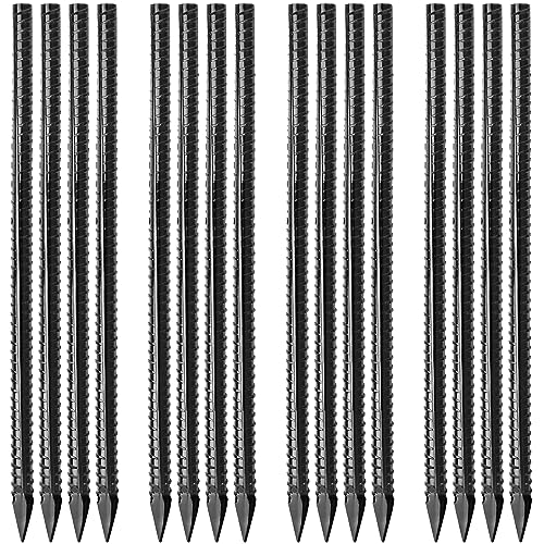 Heavy Duty Ground Rebar Stakes 16 inches, 16 pcs Steel Spikes for Garden, Tent & Construction