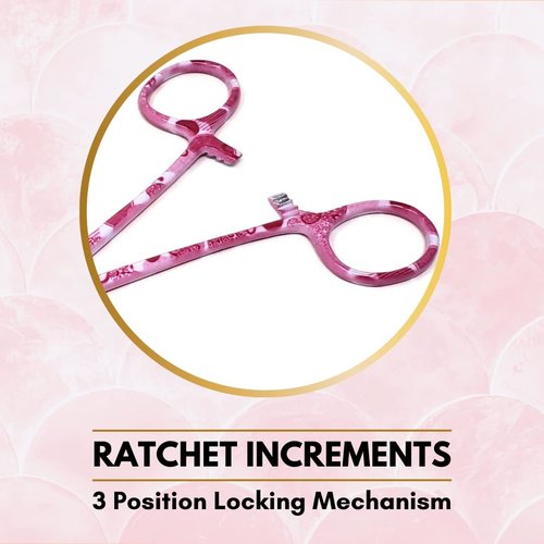 Fly Fishing Serrated Pliers Hemostat Forceps Made of Stainless Steel Anglers Catch & Release Tool with Precision Grip Locking - 5.5" STRAIGHT (Pink Valentine)