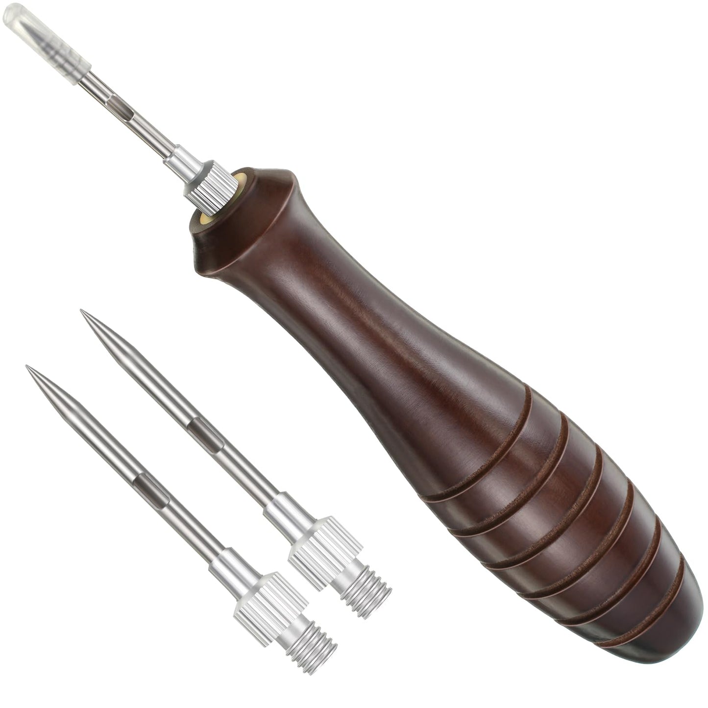 Feekoon 1 Pack Fish Venting Tool, Venting Kit for Deep Sea Fishes with Stainless Steel Needle, Fishing Tackle for Saltwater Fishing Fish Release and Return (Patent Pending) (Dark Brown Handle)