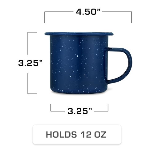 COLETTI Classic Camping Mugs — Enamel Coffee Mug, Camping Coffee Mugs — Premium Nostalgic Mug Set, German Imported Enamel Coating [Blue] [12 oz, Set of 4]