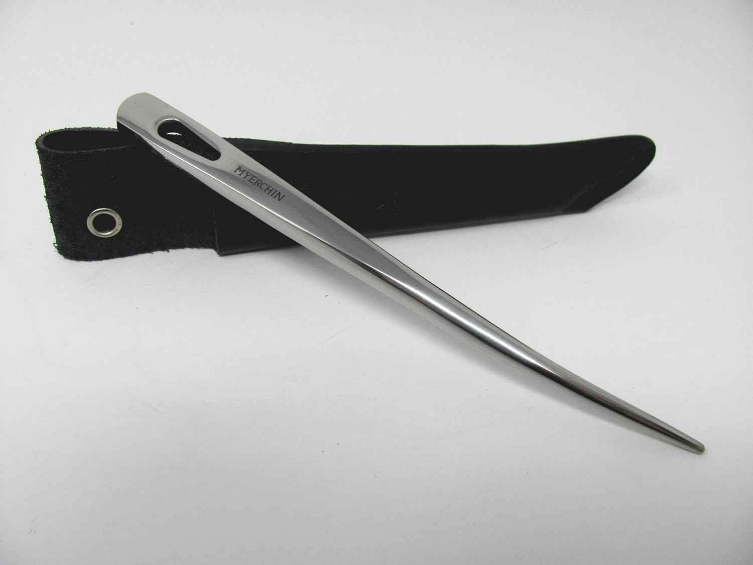 Myerchin Professional Stainless Steel Marlin Spike with Leather Sheath & Lanyard