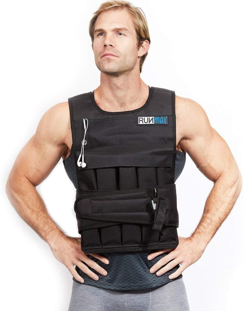 RUNmax Pro Weighted Vest - Adjustable 12-60lbs with Comfortable Shoulder Pads