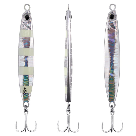 Dr.Fish 3 Pack Saltwater Fishing Jigs Jigging Spoon Fishing Lures Offshore Glow Vertical Diamond Metal Casting Jigs Saltwater Silver 1.5oz