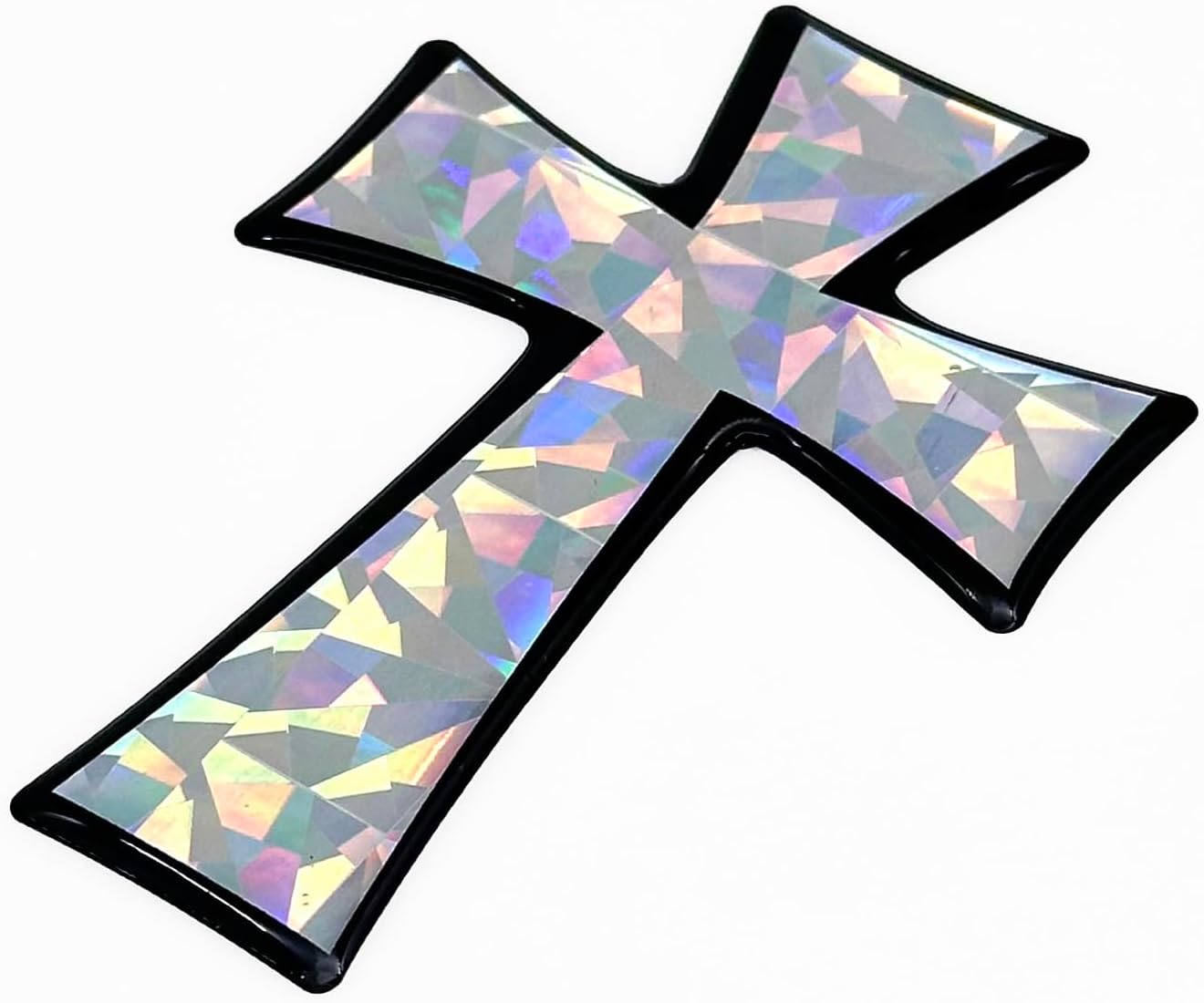 Elektroplate Christian Cross (Tapered) Reflective Domed Decal (3.25" x 2.5") Premium Automotive-Grade 3D All Weather Vinyl Sticker for Car, Water Bottle, Laptop, Phone & More | Made in The USA