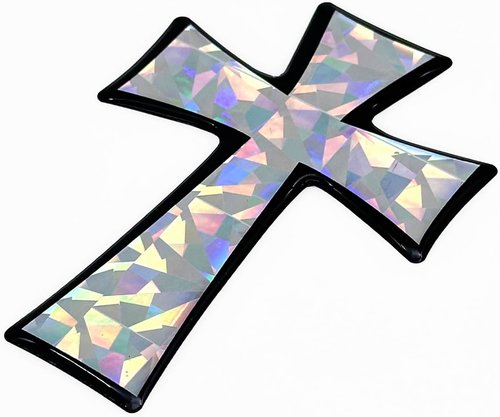 Elektroplate Christian Cross (Tapered) Reflective Domed Decal (3.25" x 2.5") Premium Automotive-Grade 3D All Weather Vinyl Sticker for Car, Water Bottle, Laptop, Phone & More | Made in The USA