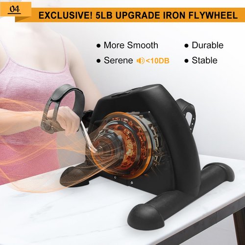 GOREDI Under Desk Bike Pedal Exerciser, Portable Mini Exercise Bike with LCD Display for Home/Office, Desk Cycle for Leg/Arm with Handle, Leg Exerciser While Sitting for Seniors