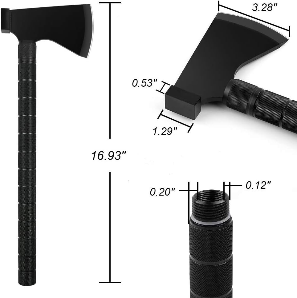 iunio Camping Axe, Hatchet with Sheath, Multi-Tool, Camp Ax, Survival Gear, Folding Portable Tools, for Hiking, Backpacking, Emergency, Hunting, Outdoor