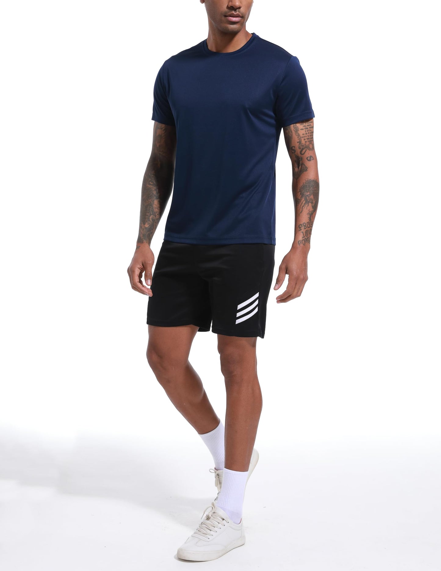 OYGSieg 5 Pack Mens Workout Shirts Quick Dry Short Sleeve Athletic Crew Neck T-Shirts for Running Gym Training Fitness 5A L