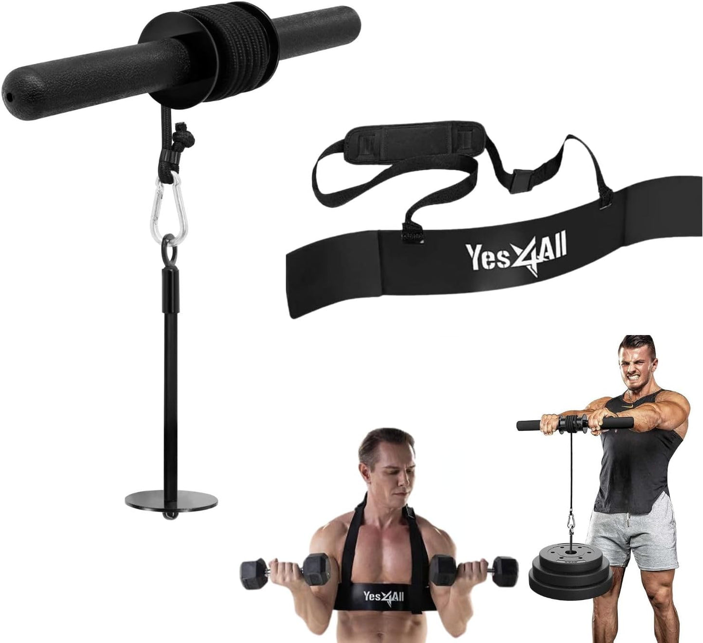 Wrist and Forearm Blaster - Adjustable Roller for Strength Training & Workouts - Fits 1” & 2” Weight Plates