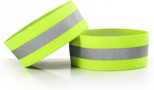 (2 Pack) High Visibility Reflective Bands Wristbands for Cycling Running Arm Wrist Ankle Bands Leg Straps and as Bike Pants Cuff Clip