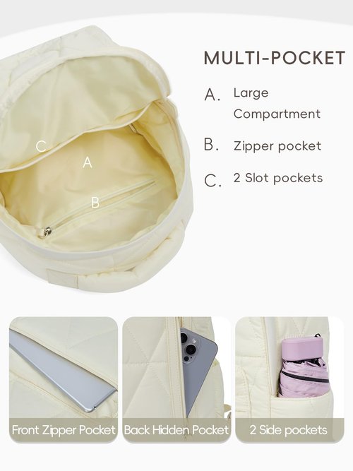 CLUCI Quilted Backpack for Women Mini Backpack Small Travel Backpack for Women Puffer Bag Lightweight Designer Bags