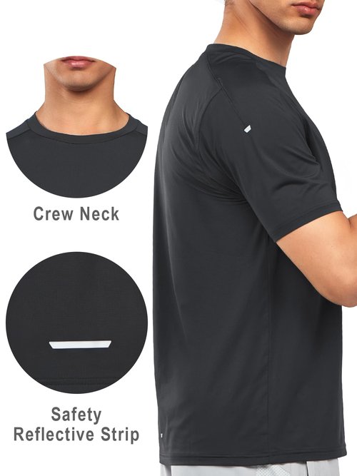 NORTHYARD Men's Athletic Running T-Shirts Quick Dry Workout Shirts Short-Sleeve Sports Gym Tee Tops Performance Activewear Black XL