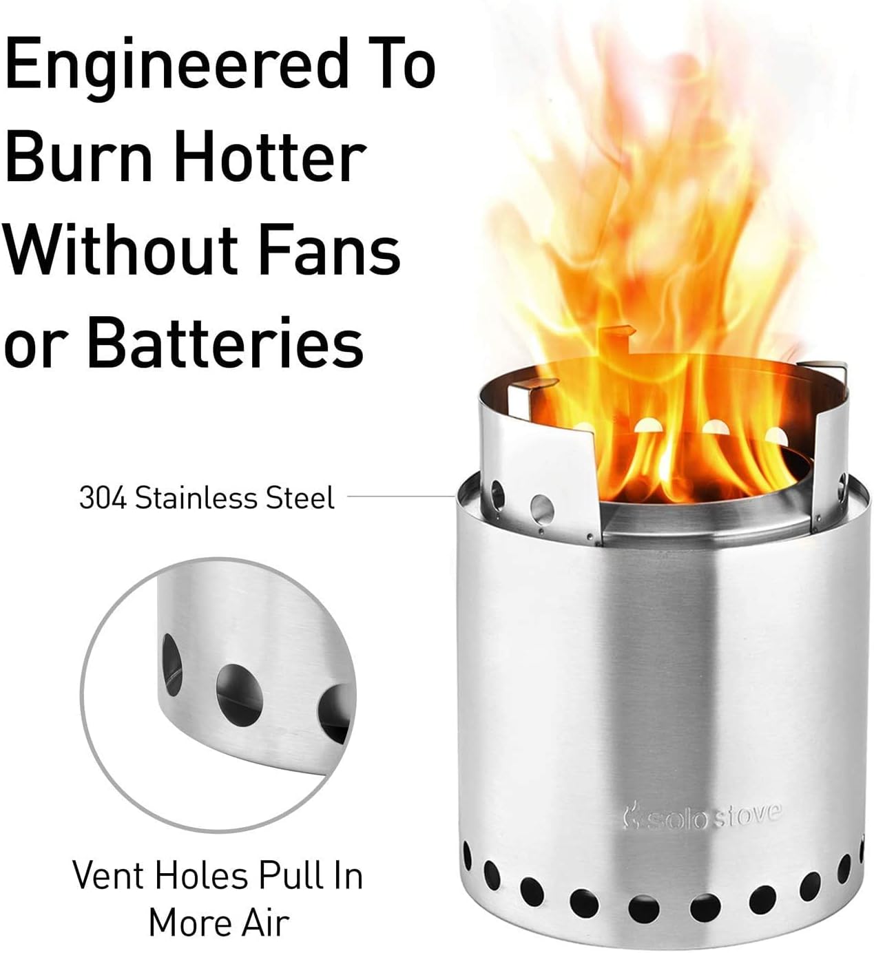 Solo Stove Campfire Portable Camping Stove - Compact Stainless Steel Wood Burner for Backpacking & Outdoor Cooking