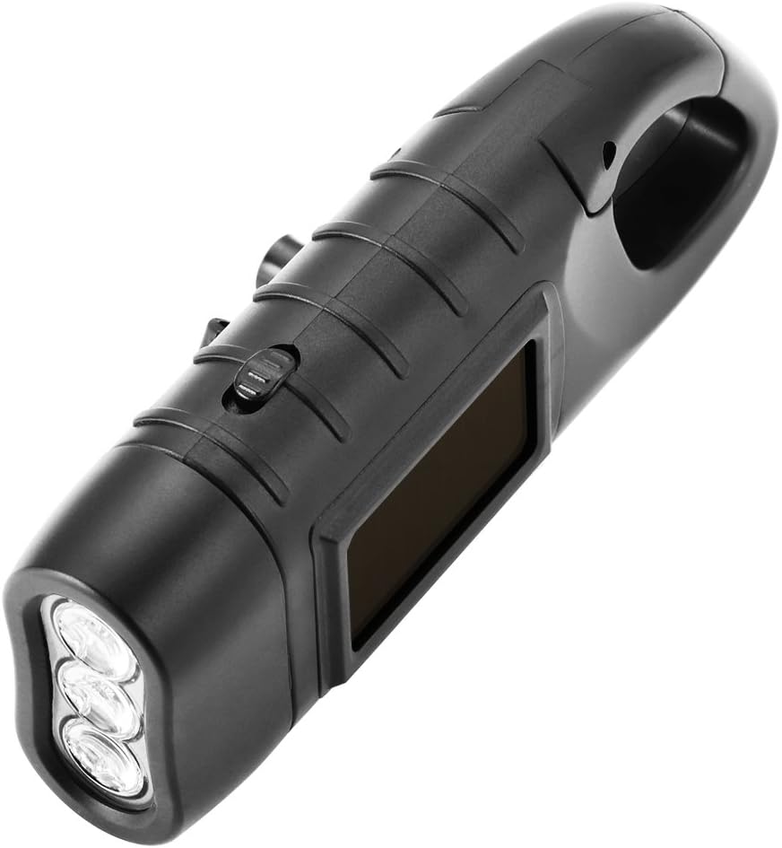 Simpeak 2-Pack Hand Crank Solar Powered LED Flashlight, Emergency Survival Flashlight Torch for Outdoor Sports, Green