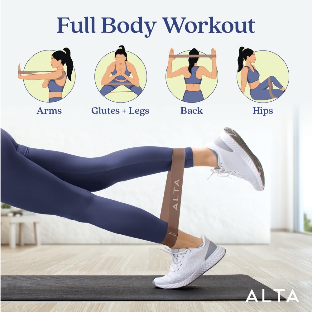 ALTA Mini Loop Bands for Exercise - Premium Durable Latex - Small Resistance Bands for Women, Booty Bands for Working Out, Leg Stretch Loops for Physical Therapy, Pilates Exercise Mini Bands Set