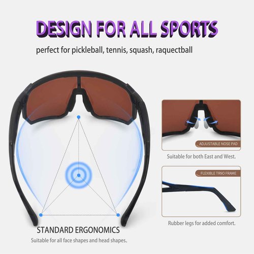 Wynthorix Running Sunglasses for Men Women Sports Sunglasses for Pickleball Baseball Softball Cycling Fishing (ocean blue frame amber lenses with silver tinted)