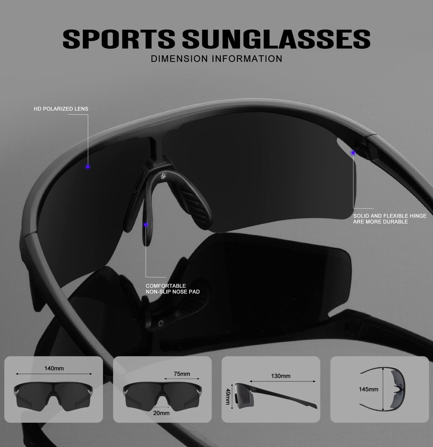 KALIYADI Sports Sunglasses-Men Polarized Mens-Sunglasses: Running Sun glasses Men Women Polarized UV Protection for Cycling