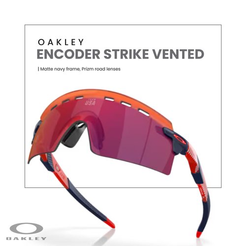 Oakley Encoder Strike Vented OO9235 923513 39MM Matte Navy/Prizm Road Shield Sunglasses for Men + BUNDLE Accessory Leash +BUNDLE ACCESSORY EYEWEAR Kit