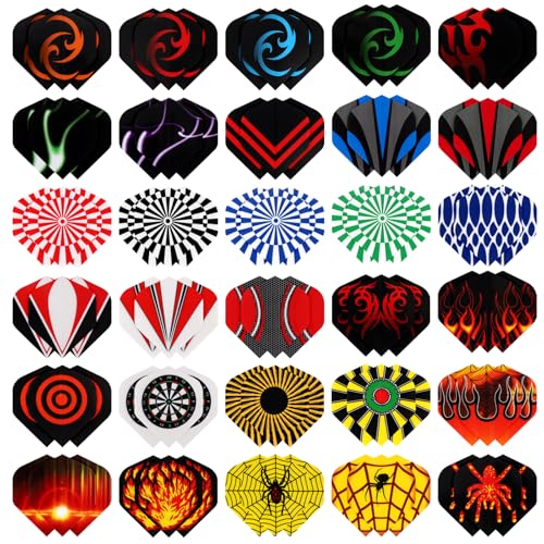 Accmor 90pcs Dart Flights Set - Black, Red & Yellow Standard Replacement Flights for Steel Tip & Soft Darts