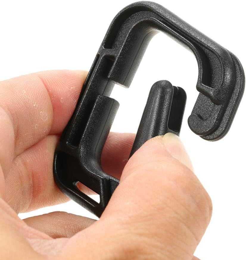 AKOAK 10 Pack Multipurpose Black D-Ring Plastic Buckle Locking Hanging Hooks Backpack Hanging Locks Snap Keychains for Backpack Straps Webbing Paracord Bracelet Outdoor Tool