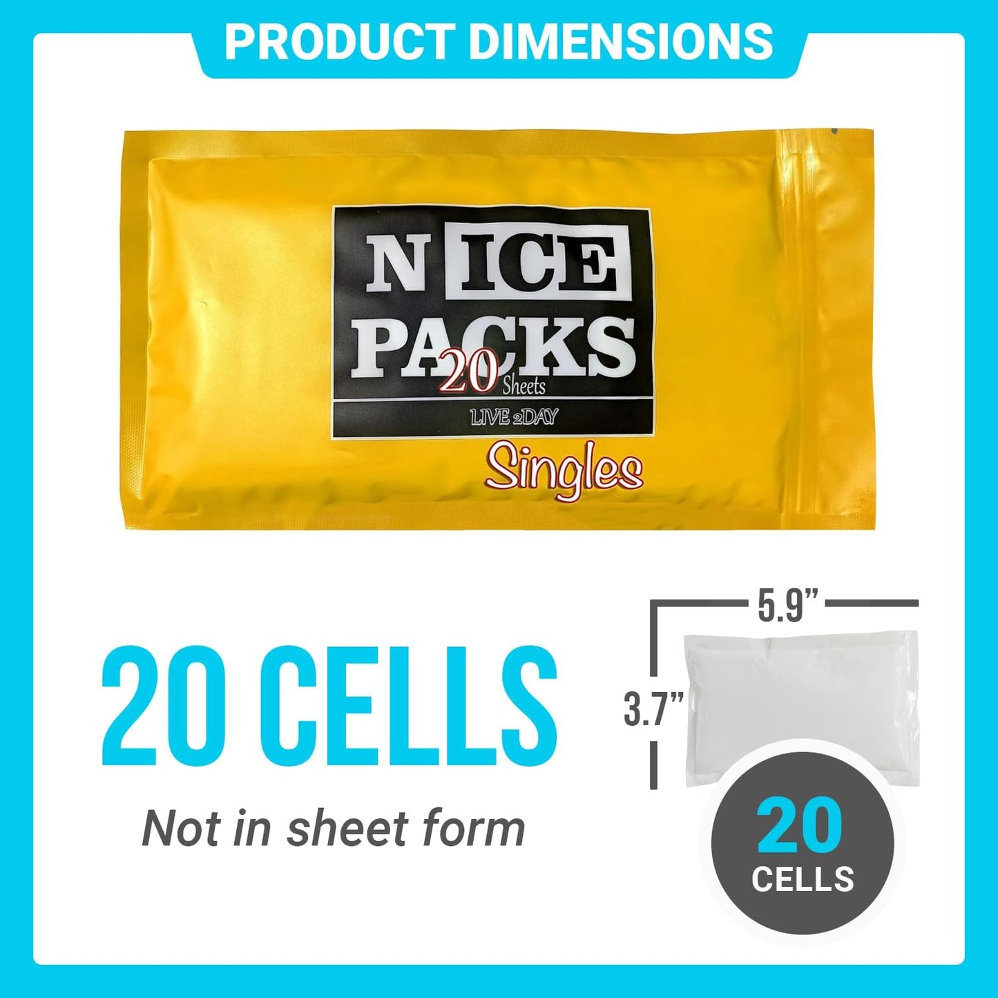 Nice Packs Reusable Dry Ice Packs for Coolers, Lunch Boxes, Frozen Food Shipping - Flexible and Long Lasting (10 Large Sheets)