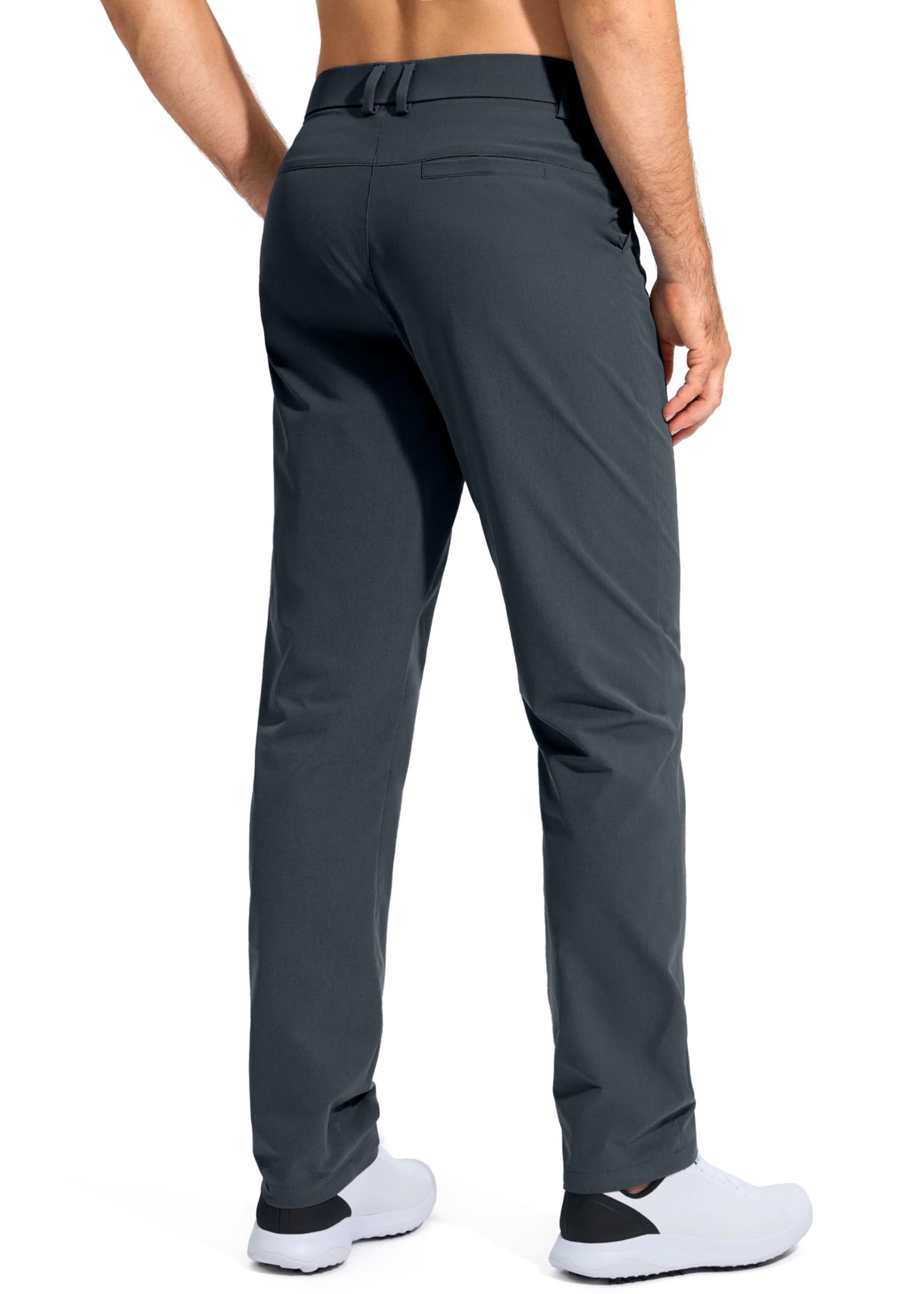 Pudolla Dress Pants for Men Golf Pants Stretch Work Dress Comfy Pants 34 Lightweight Quick Dry Casual Slacks Trousers(Iron Grey 33Wx34L)
