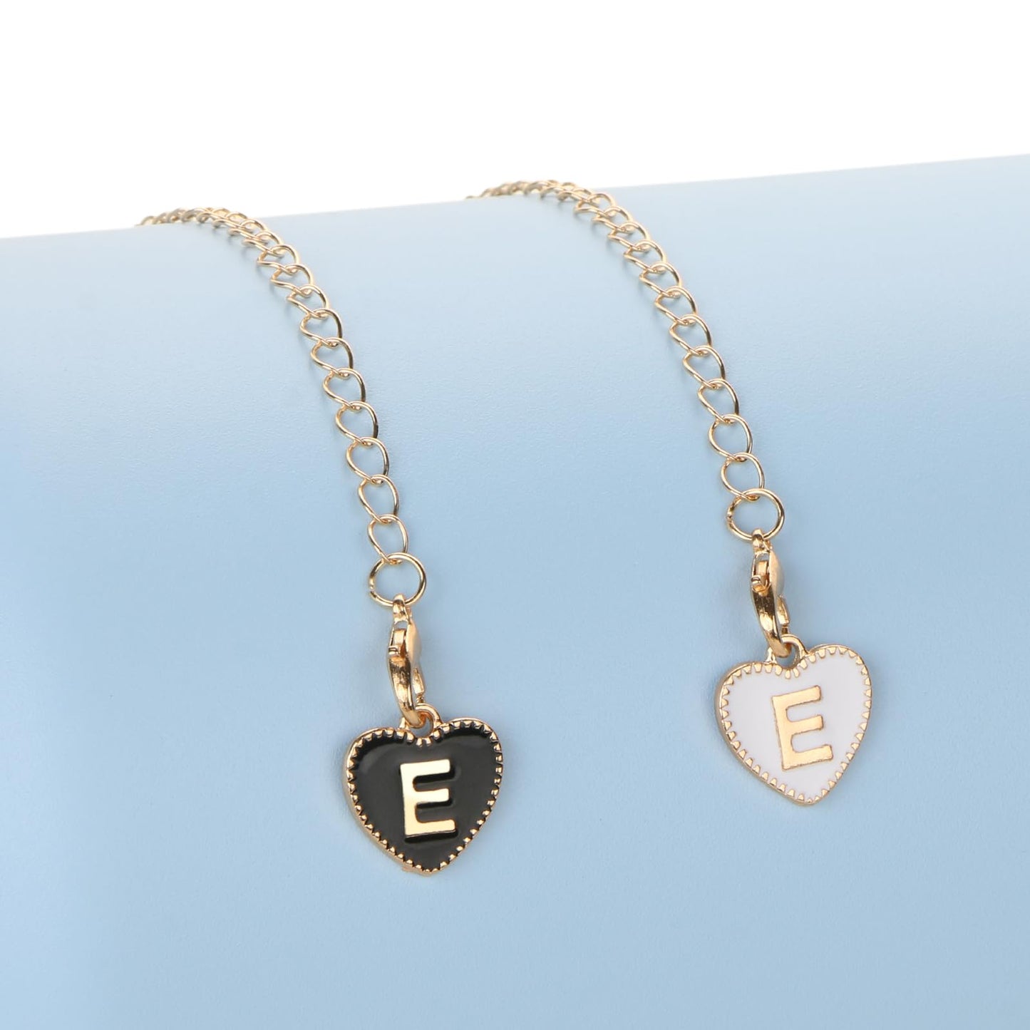 HOMICO 2PCS Heart Shaped Letter Chain Accessories for Stanley Cup Personalized Name ID Letter Chain Accessories for Stanley Tumbler, E