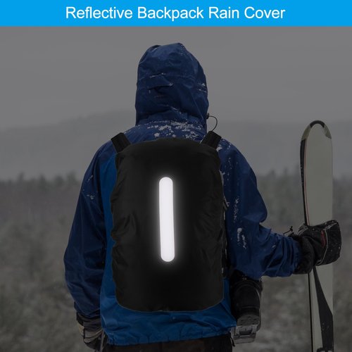 PATIKIL 30-40L Waterproof Backpack Rain Cover, Non-Slip Backpack Cover with Vertical Reflective Strap Stay Dry for Hiking, Camping, Hunting, S, Black