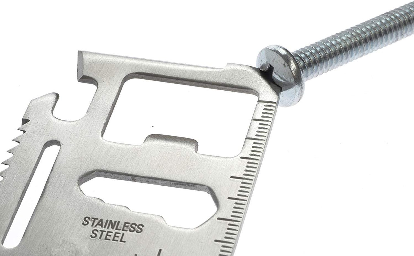 Stainless Steel Survival Pocket Tool - 11-in-1 Multipurpose Silver Beer Bottle Opener/Portable Wallet Pocket Size/Gifts for Men and Women(4-Pack)