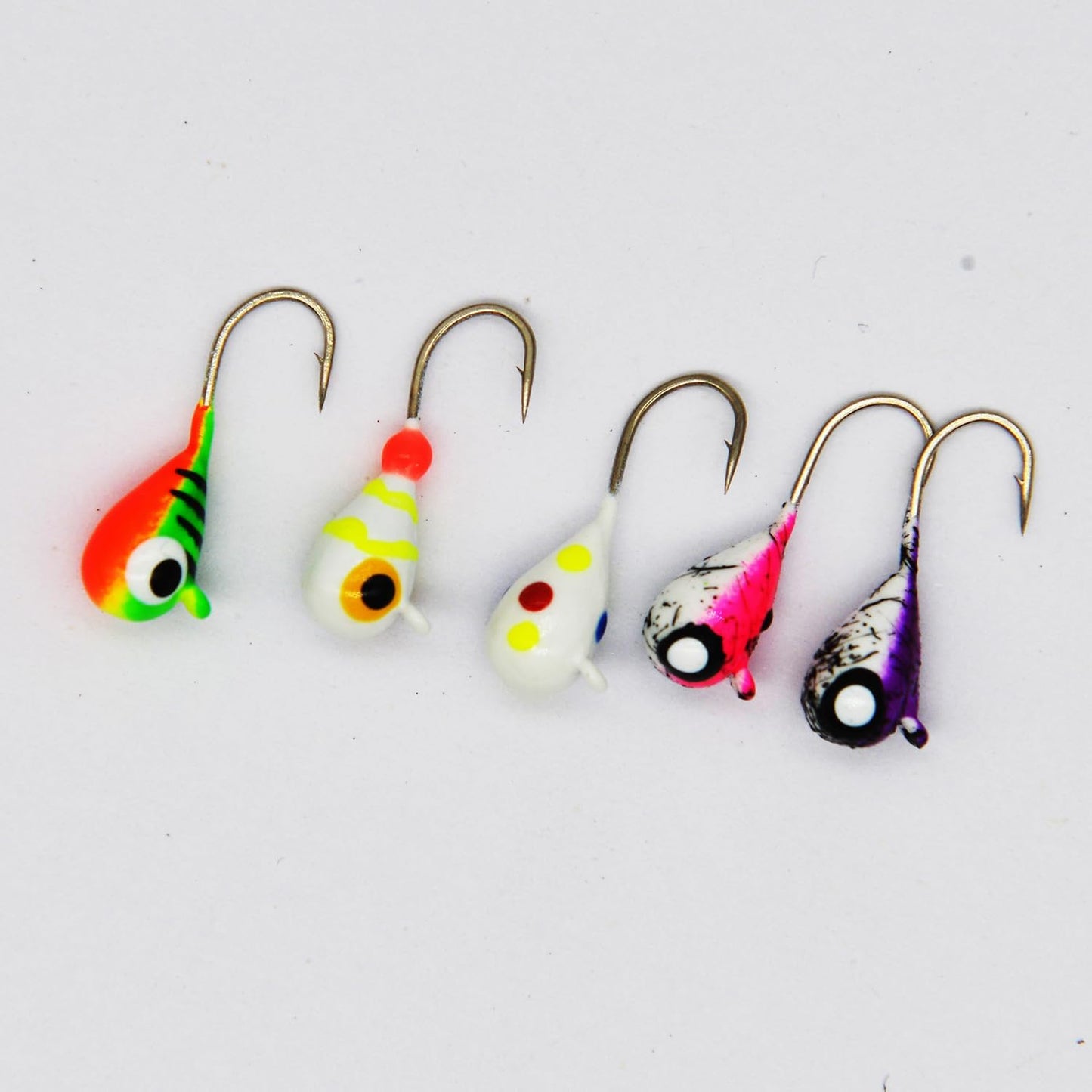 ALICHINO Ice Fishing Jig Set, 5pcs Tungsten Ice Jig Heads for Panfish & Crappie, Needle Point Hooks, 4MM Size